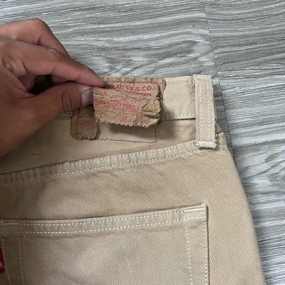 Vintage Levis 501 Original Straight Fit Jeans Tan Khaki Cotton Denim Mens 33x30